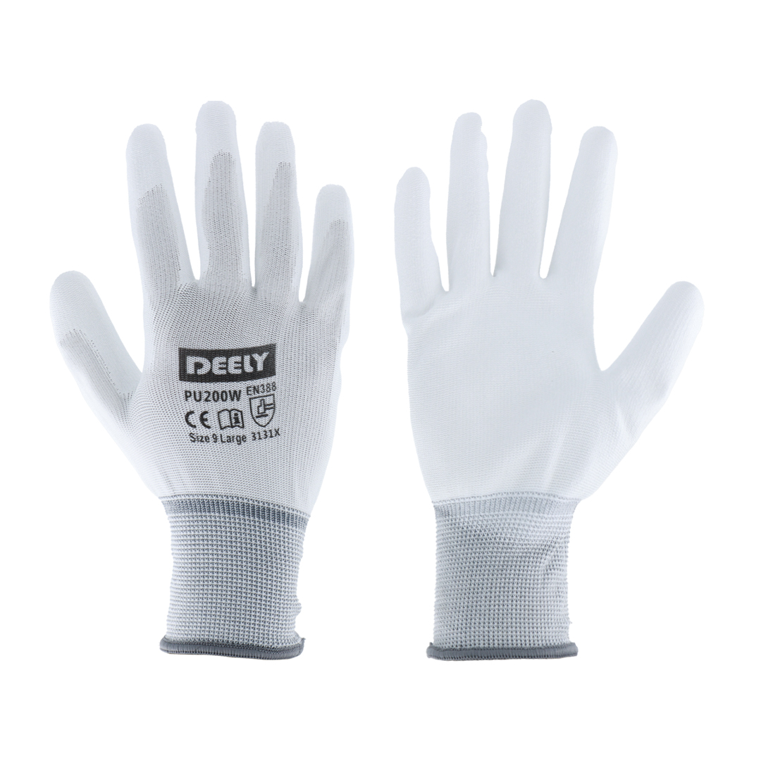 Gloves PU coated Nylon knitted White OTBR 1